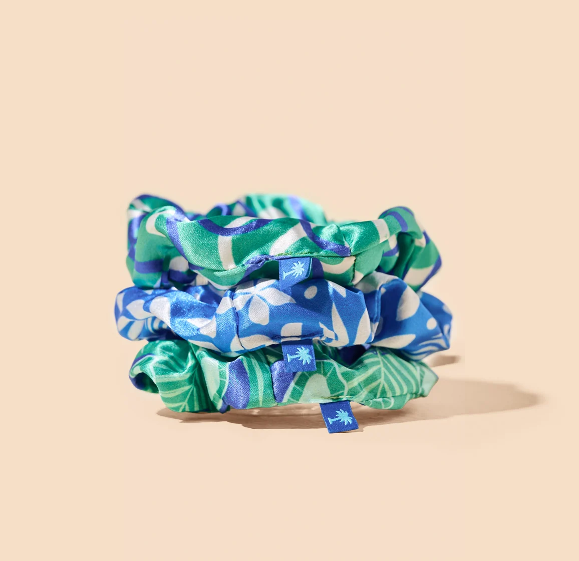 Earthy Blue & Green Scrunchies · 3-Pack
